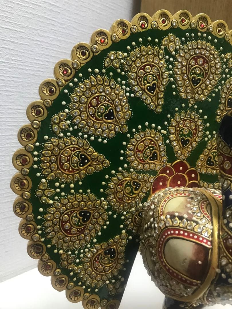 木製孔雀　インド製　置物　インテリア　装飾品