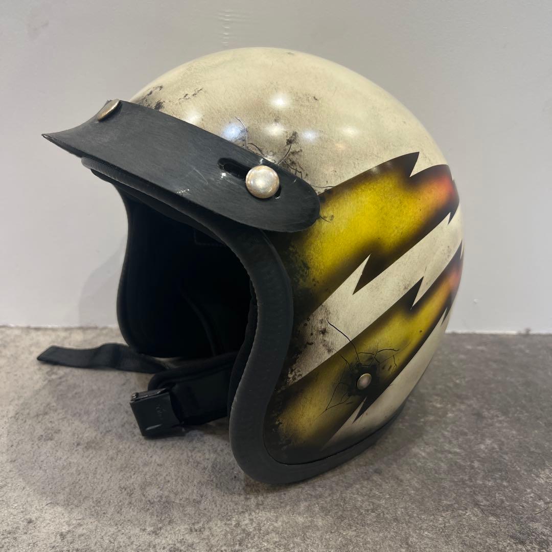 ジェットヘルメット　エイジング加工　ペイント　ハーレー、チョッパー好きに
