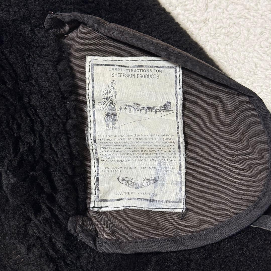 AVIREX アヴィレックス B-3 ムートンフライトジャケット ブラック 36