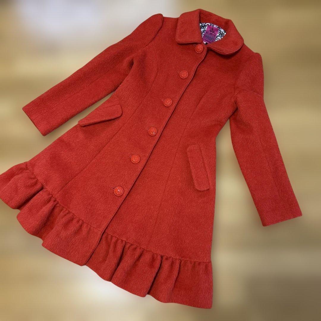 DOLLY GIRL BY ANNA SUI アナスイ　フリルレッドロングコート