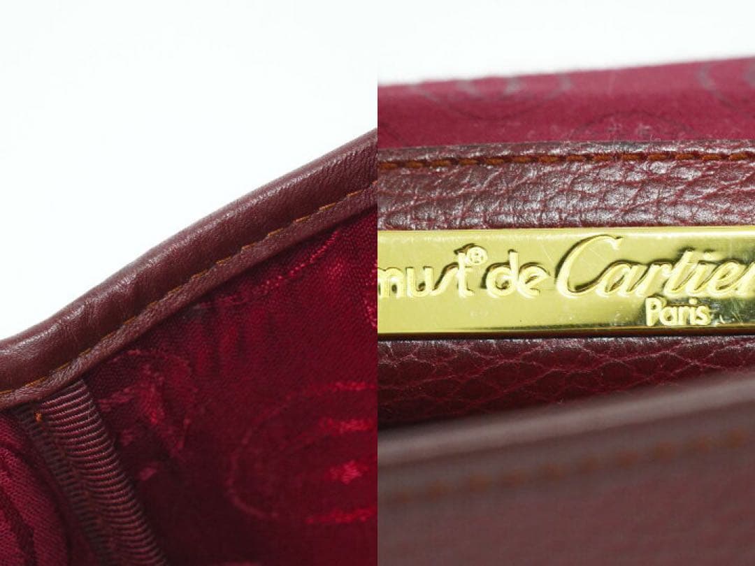 人気ヴィンテージ【Cartier】マストトリニティ 2WAYレザーバッグボルドー