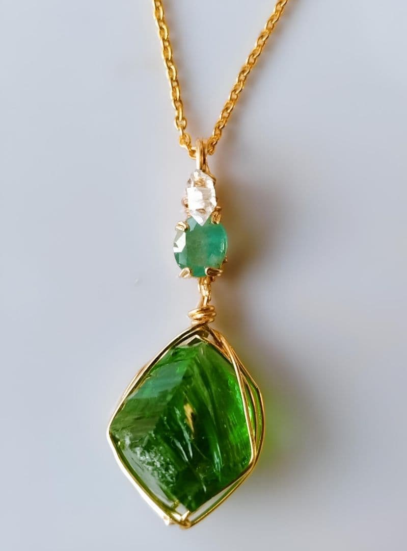 Kgf14 希少 アンダラ エメラルドシフト 宝石ルース エメラルド ペンダント