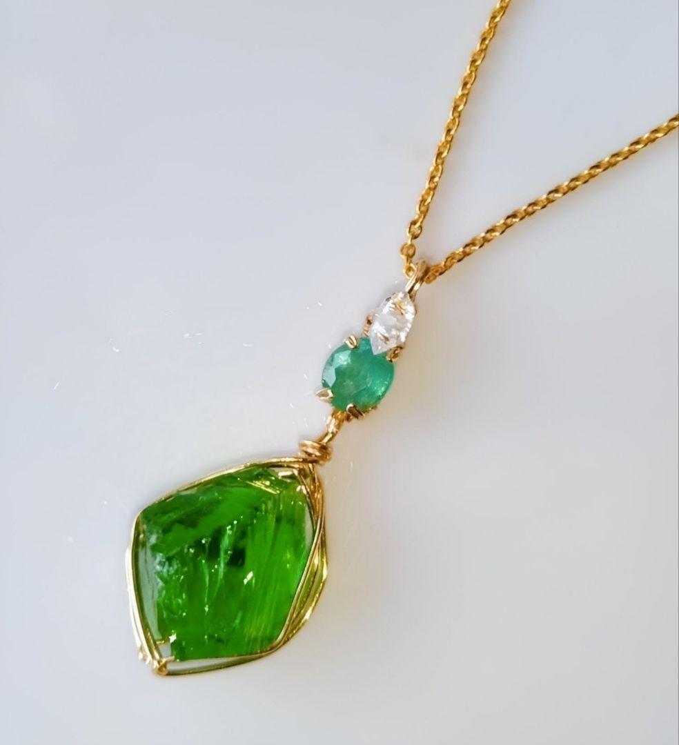 Kgf14 希少 アンダラ エメラルドシフト 宝石ルース エメラルド ペンダント