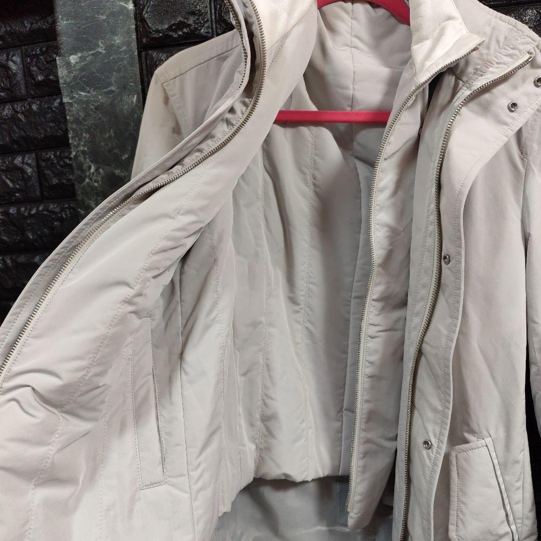 未使用品アルチザンホワイト ベルト付きトレンチコートライナ牛革襟ベスト３way