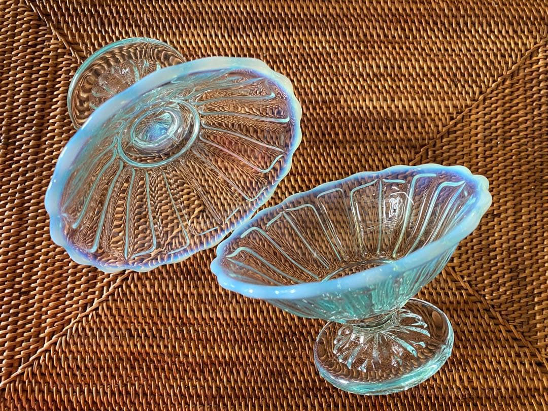 廃盤 新品 廣田硝子 雪の花 サンデー フラッペ デザートグラス ペア2個