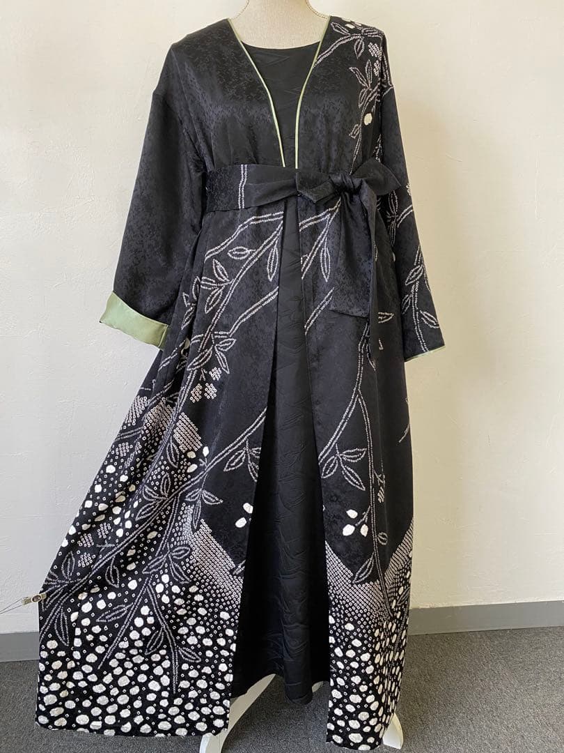 3257 着物　リメイク　羽織ワンピース型
