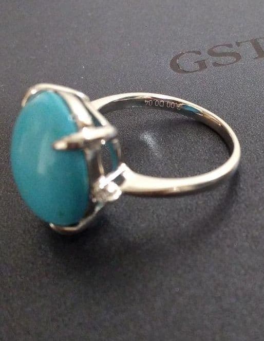 GSTV 純プラチナ スリーピングビューティーターコイズ H&Cダイヤ リング