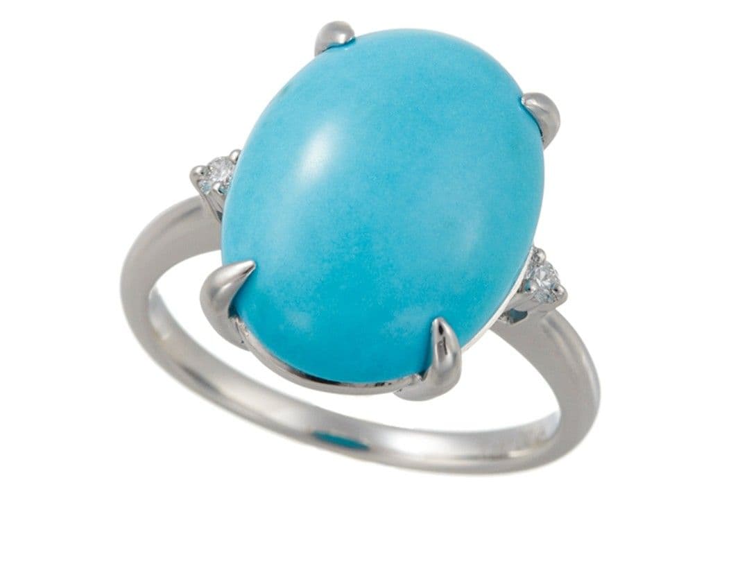 GSTV 純プラチナ スリーピングビューティーターコイズ H&Cダイヤ リング