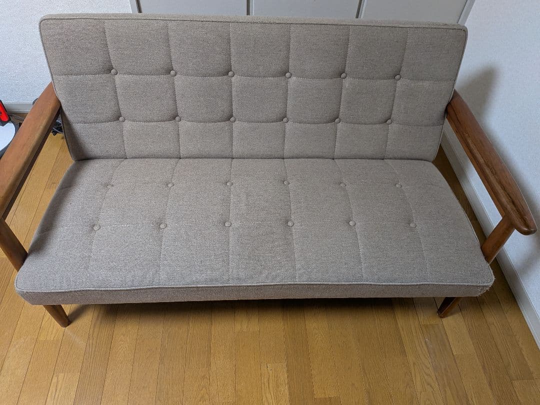 福岡　カリモク 60Kチェア 2シーターフラノベージュ