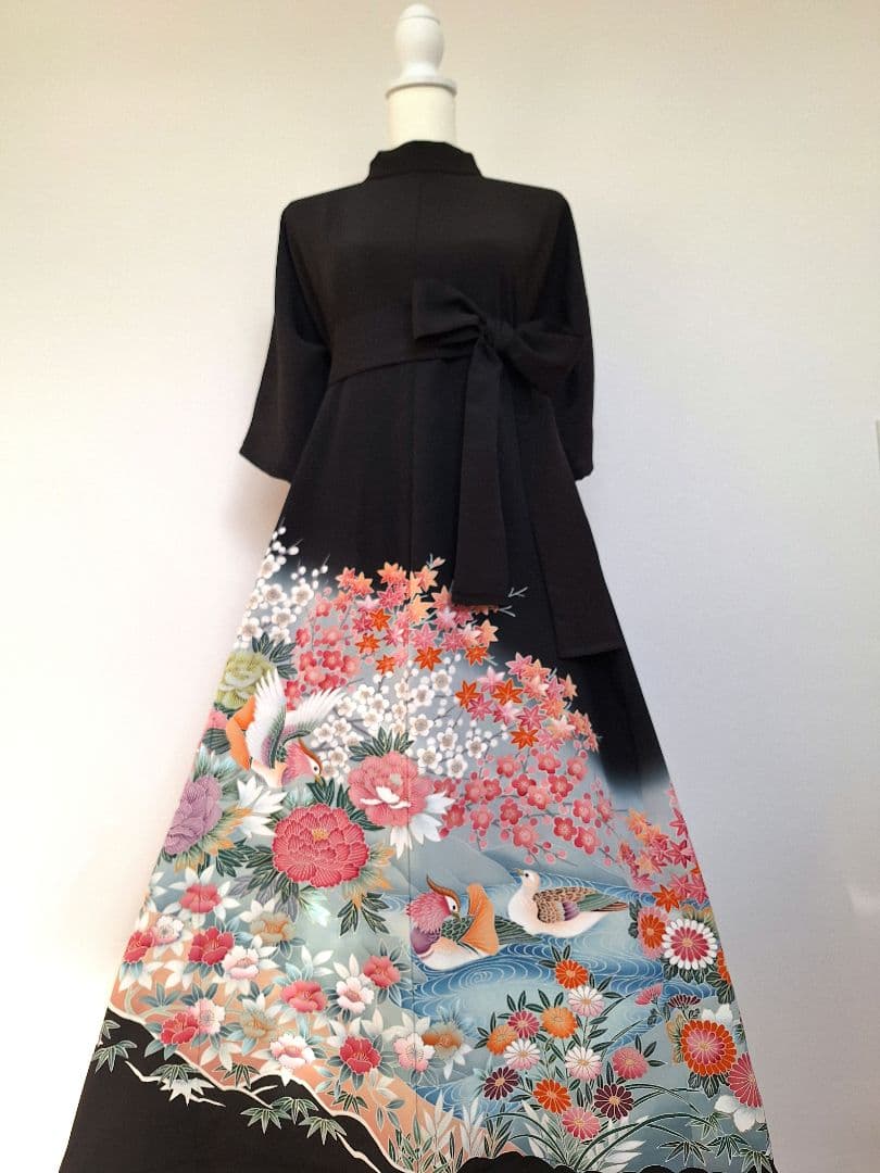 着物リメイクワンピース3627