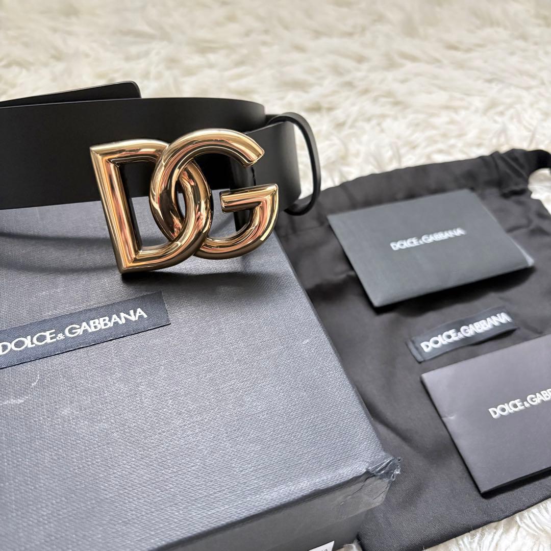 未使用/DOLCE&GABBANA/DGロゴデカベルト/ブラック/メンズ／レザー
