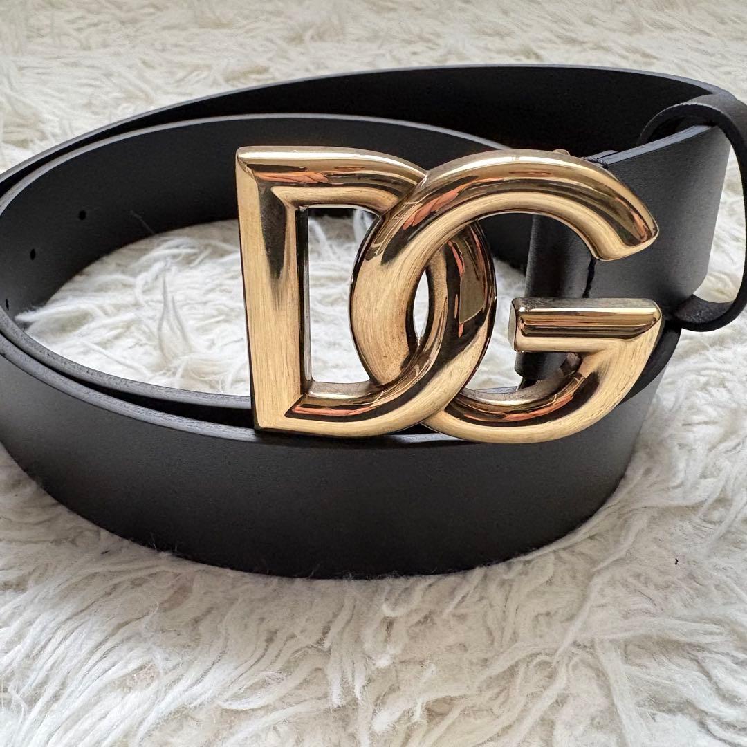 未使用/DOLCE&GABBANA/DGロゴデカベルト/ブラック/メンズ／レザー
