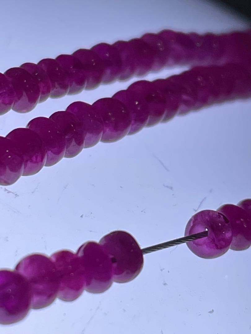 天然石 ルビー ボタンカット ビーズ 約40cm ２連セット