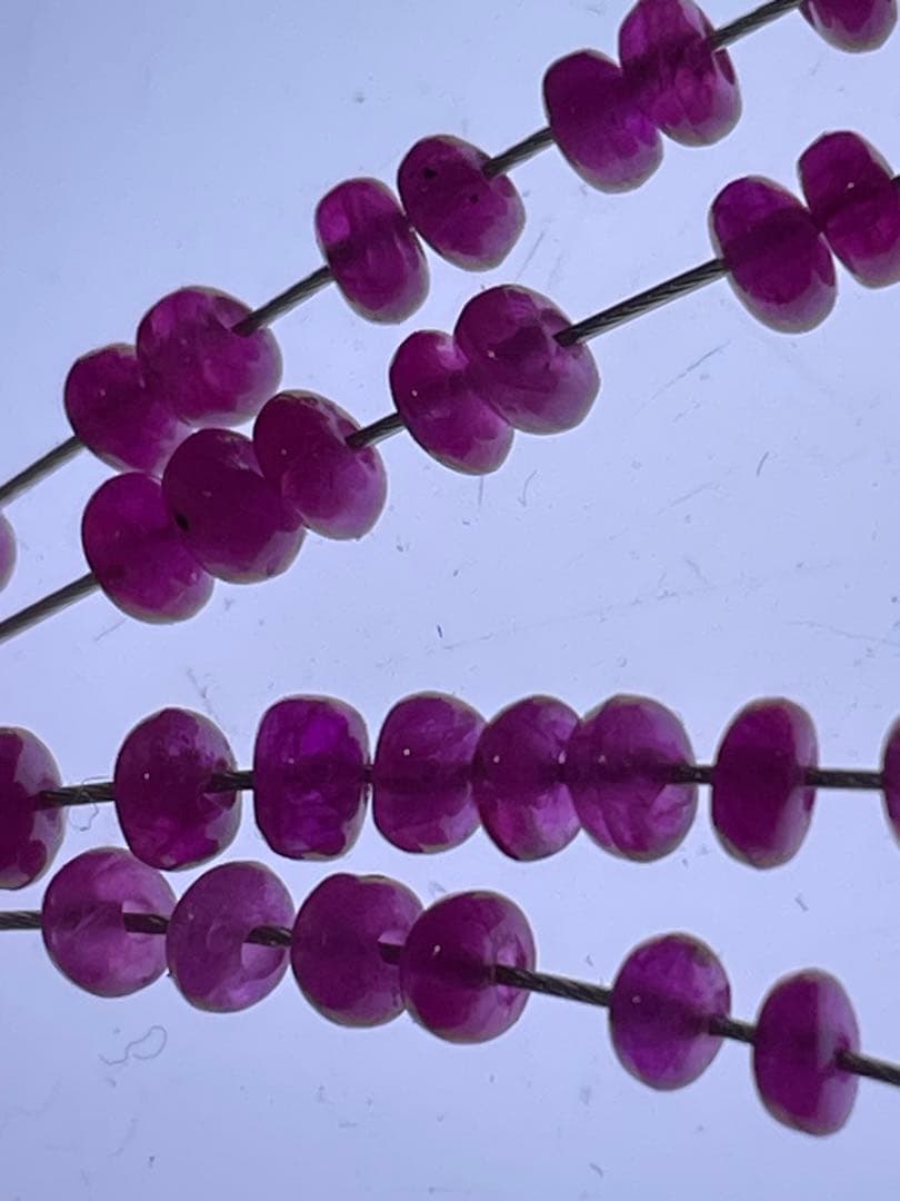 天然石 ルビー ボタンカット ビーズ 約40cm ２連セット