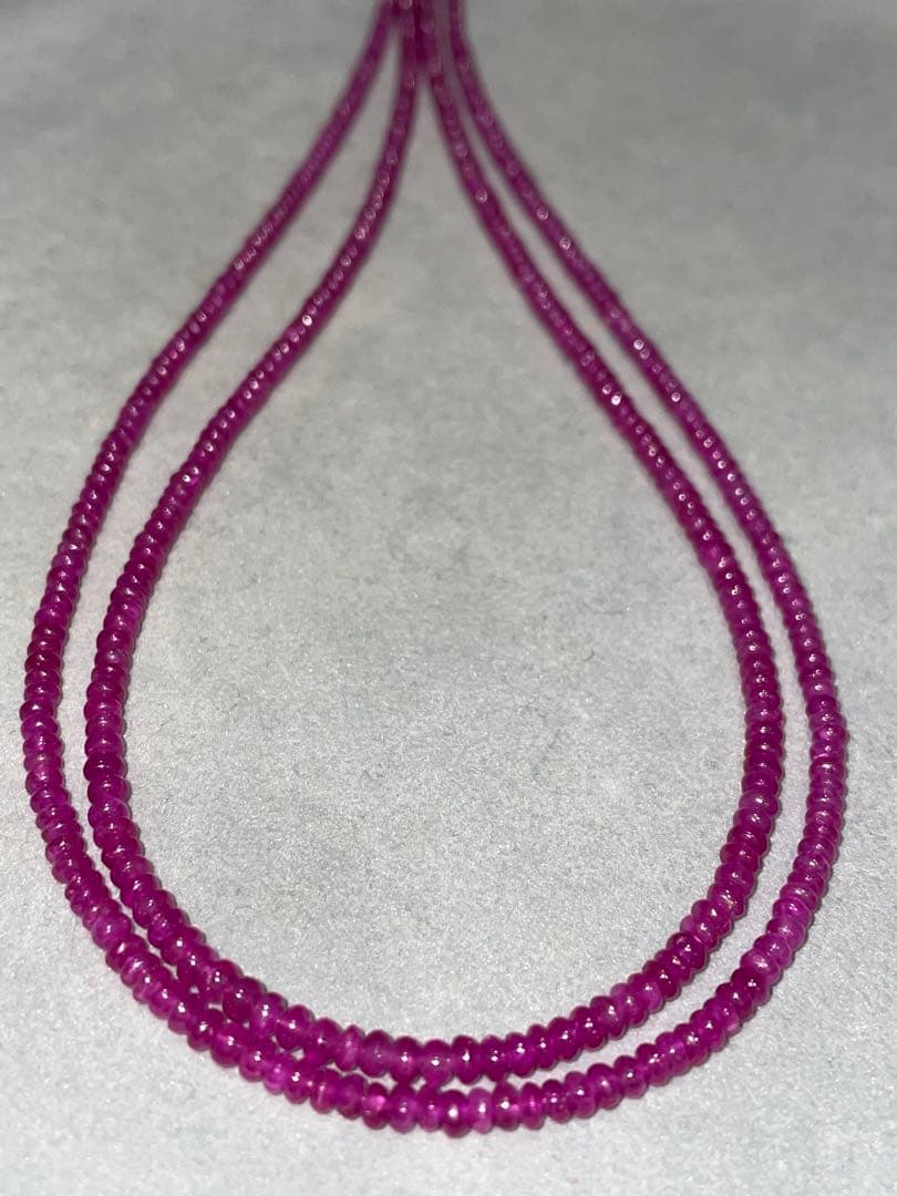 天然石 ルビー ボタンカット ビーズ 約40cm ２連セット