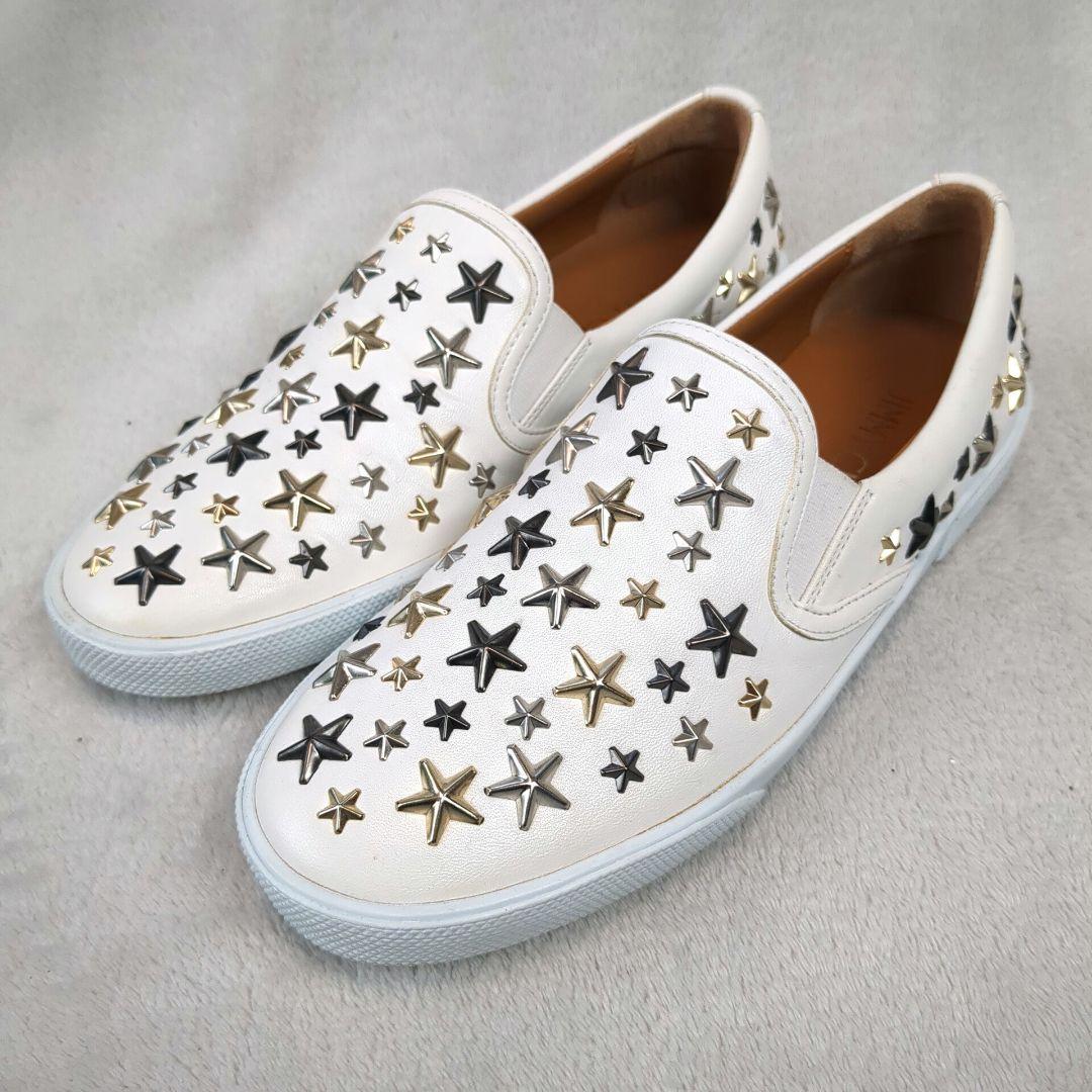 JIMMY CHOO ジミーチュウ スニーカー スタッズ レザー ホワイト 37