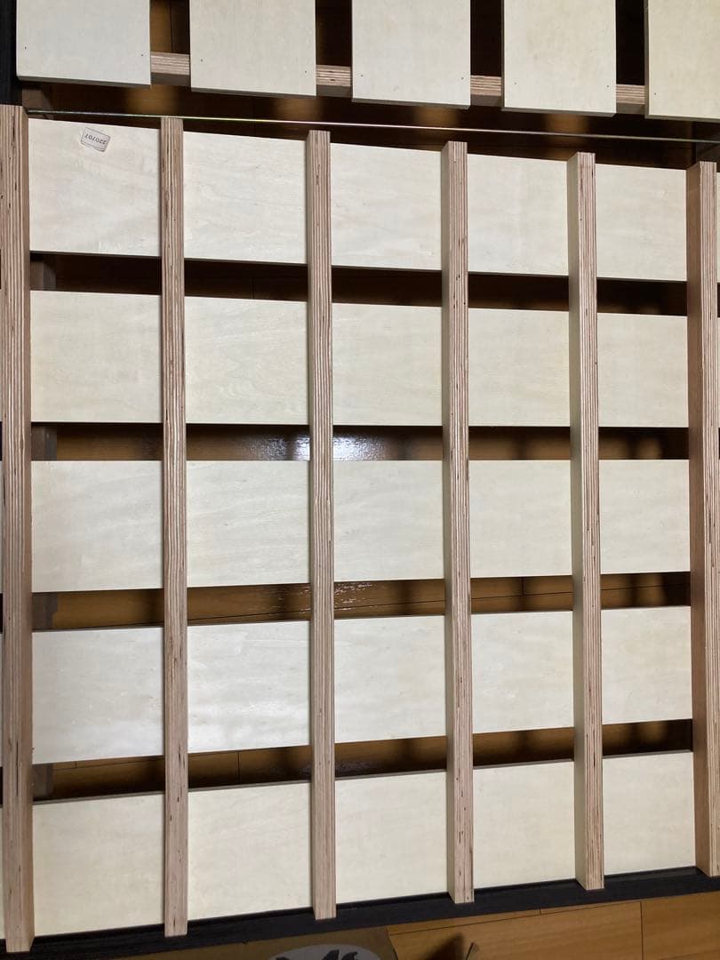 ①マナベインテリアハーツ　シングルベッドフレーム 木製スラット ダークブラウン