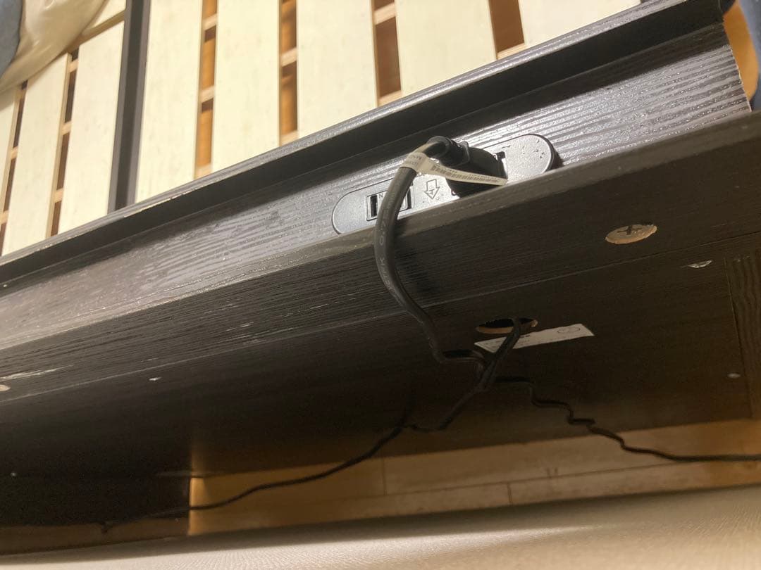 ①マナベインテリアハーツ　シングルベッドフレーム 木製スラット ダークブラウン