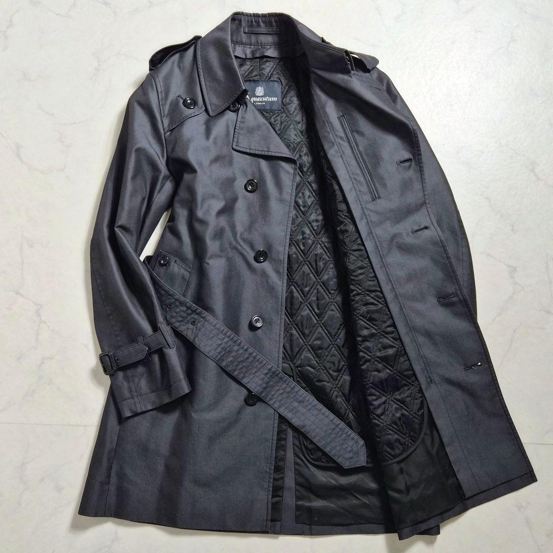 【美品】アクアスキュータム トレンチコート キルティングライナー 36 黒