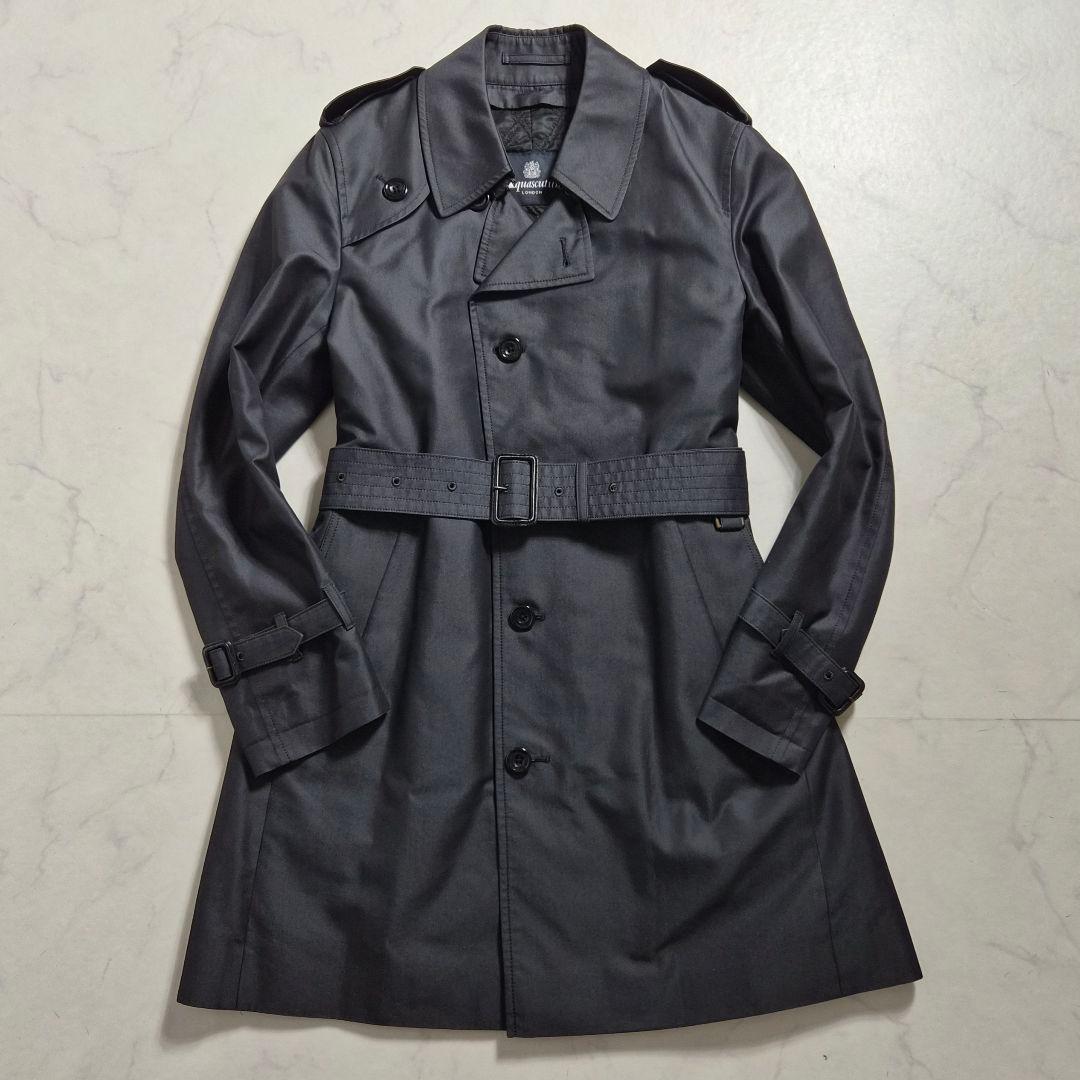 【美品】アクアスキュータム トレンチコート キルティングライナー 36 黒