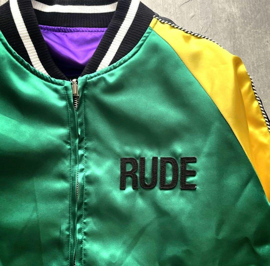 サテン　マルチカラー　女神　ルードギャラリー　リバーシブル　スカジャン　バイカー