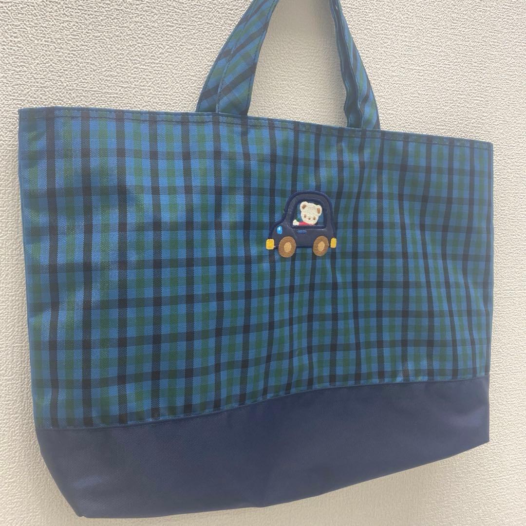 美品✨Familia ファミリア　レッスンバッグ　ナイロン　ブルー系　入園グッズ