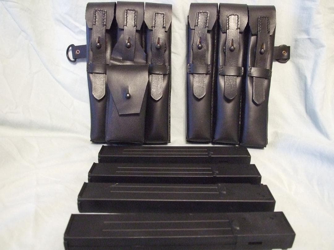 MP40用　黒革マガジンケース+キングアームズ製マガジン４本 ww2 ドイツ軍