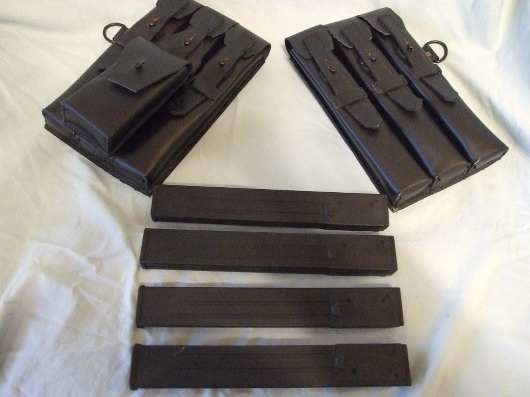 MP40用　黒革マガジンケース+キングアームズ製マガジン４本 ww2 ドイツ軍