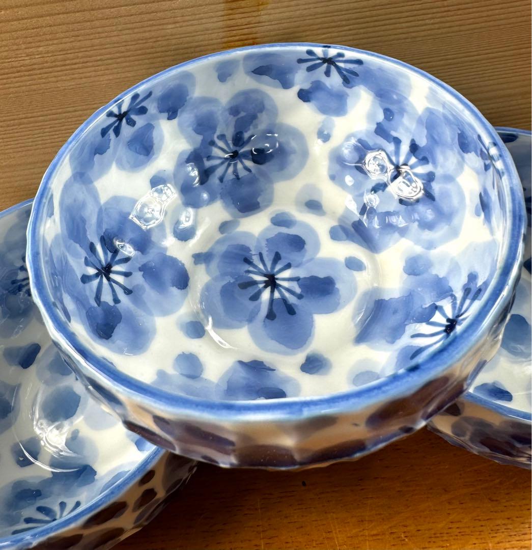 220 波佐見焼　林九郎窯　小鉢揃五客組　未使用品　長期保管　共箱