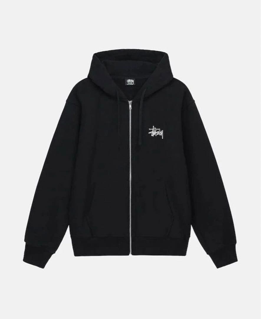 『正規品』STUSSY BASIC ZIP FOOD パーカー ブラック
