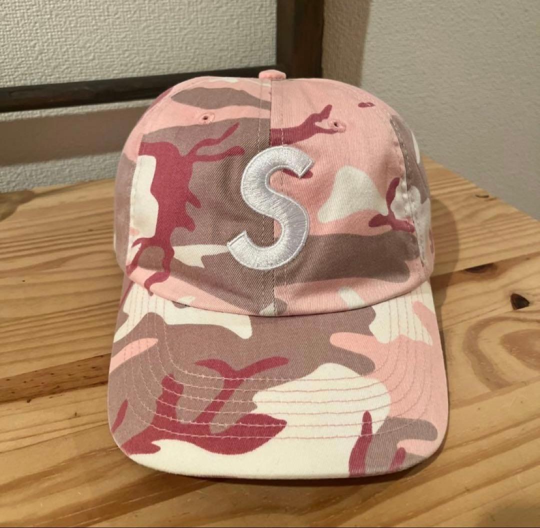 【Supreme】古着 Sロゴキャップ ピンク 迷彩