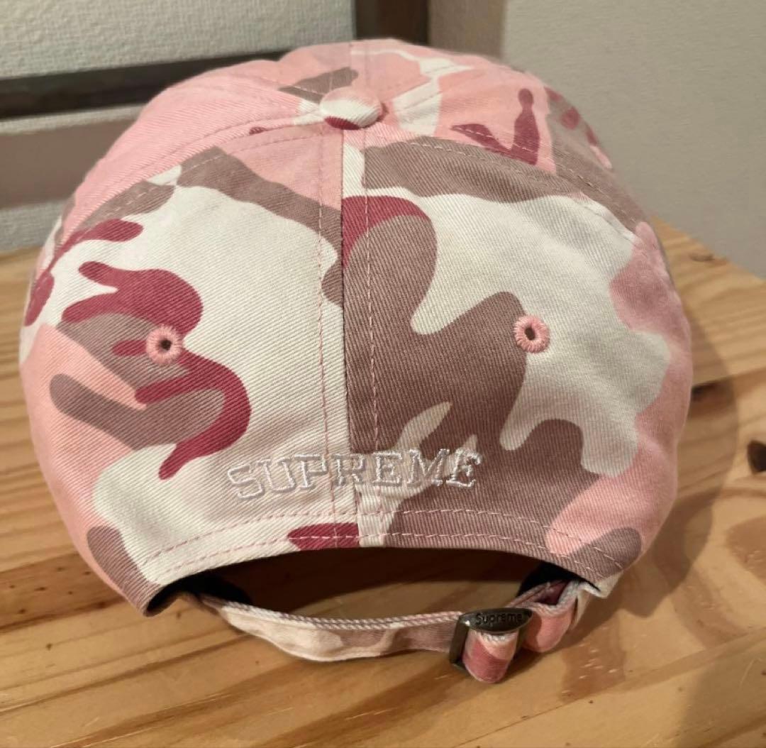 【Supreme】古着 Sロゴキャップ ピンク 迷彩