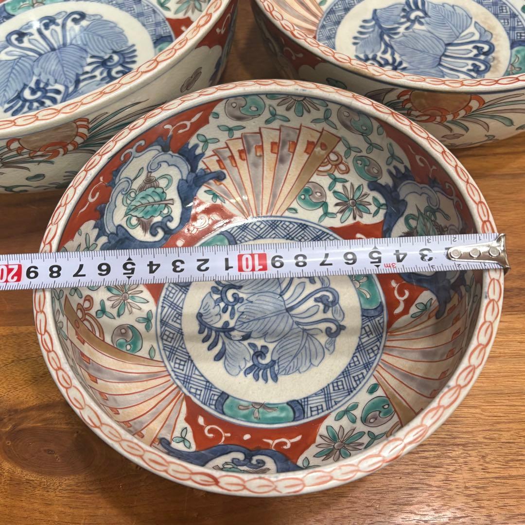 江戸時代　古伊万里　赤絵　三つ重ね　どんぶり