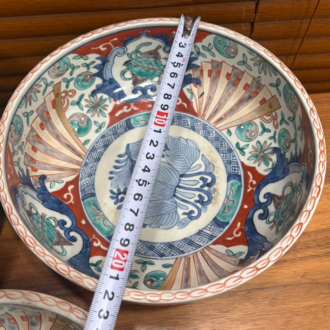 江戸時代　古伊万里　赤絵　三つ重ね　どんぶり