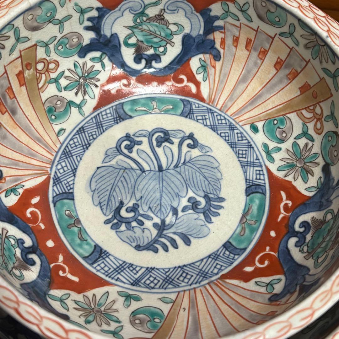 江戸時代　古伊万里　赤絵　三つ重ね　どんぶり