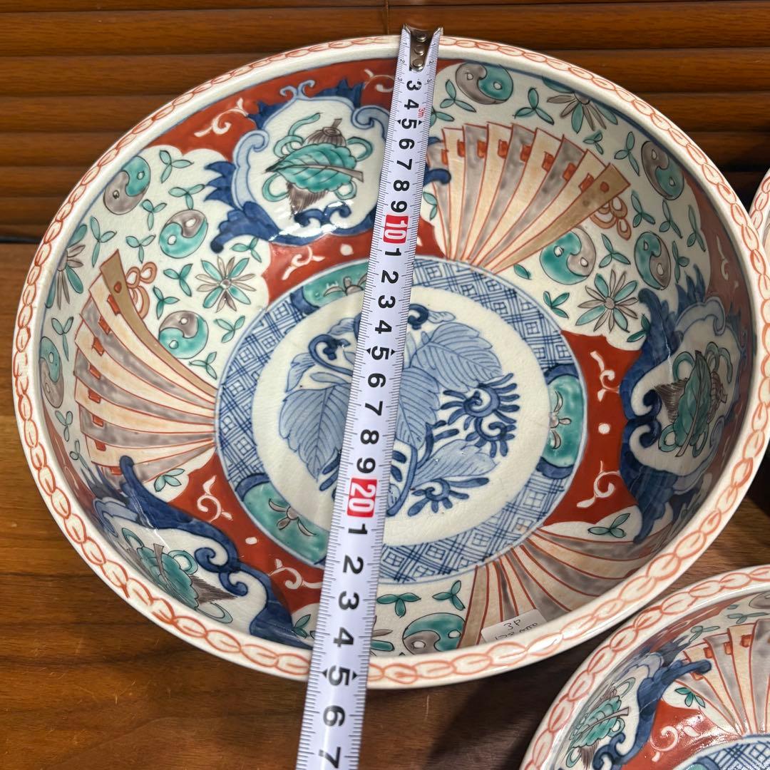 江戸時代　古伊万里　赤絵　三つ重ね　どんぶり