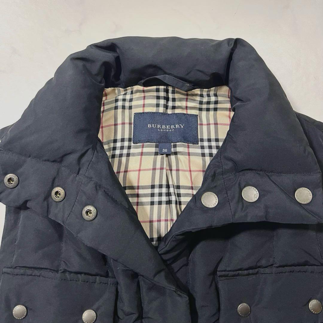 バーバリーロンドン ダウンベスト ノバチェック ブラック 黒 38 M
