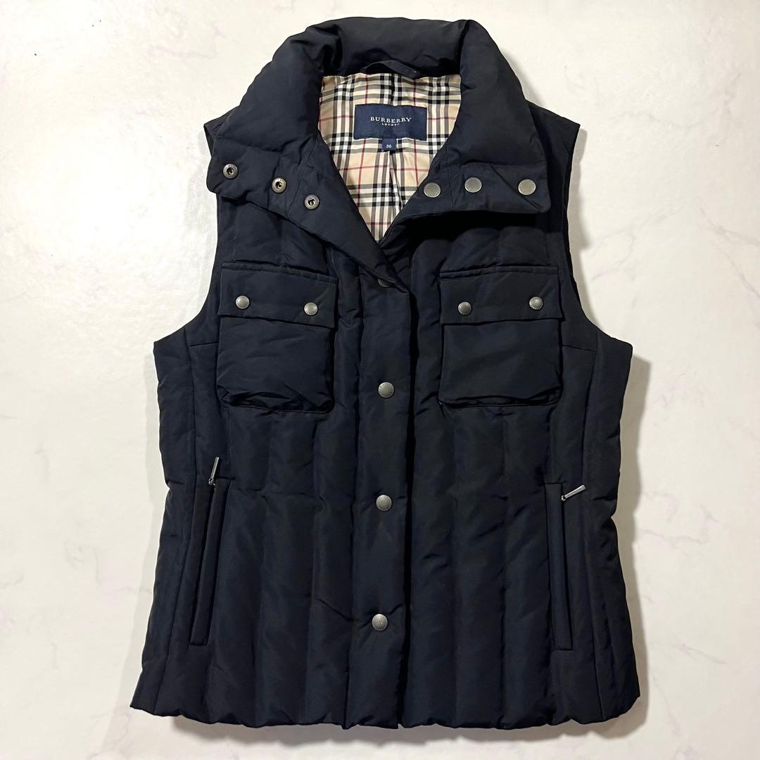 バーバリーロンドン ダウンベスト ノバチェック ブラック 黒 38 M