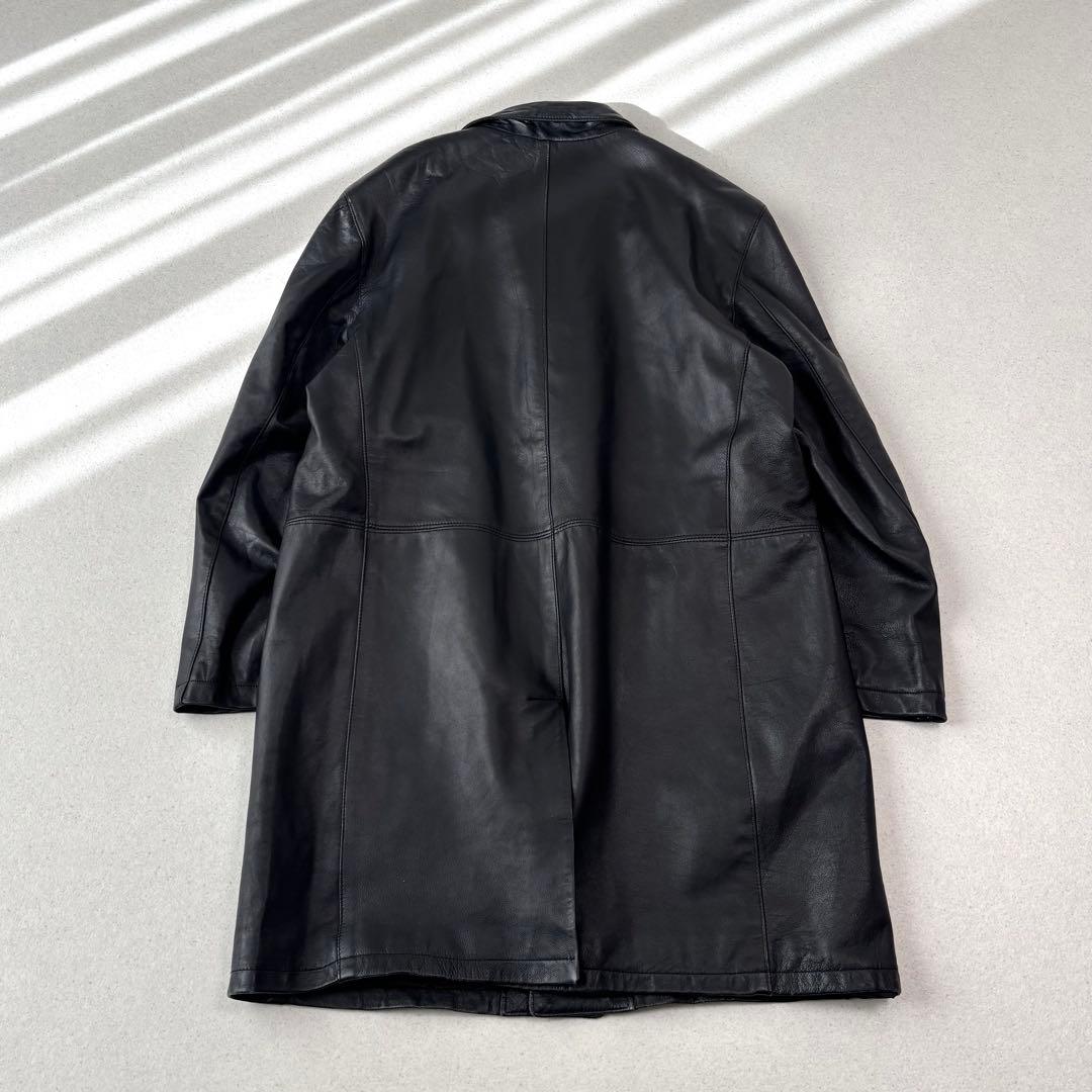 vintage leather car coat M 本革 イタリア製 黒