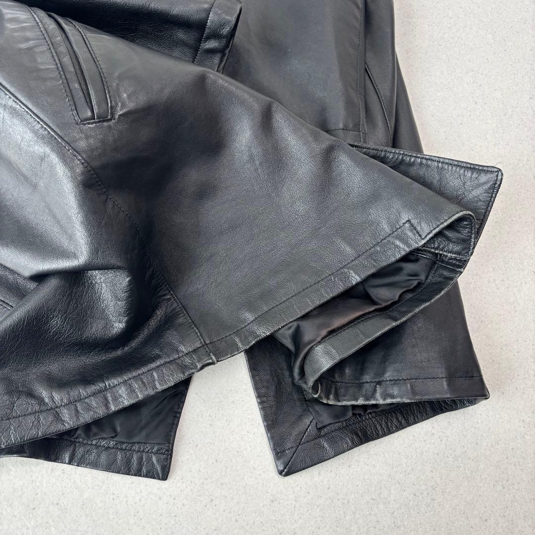 vintage leather car coat M 本革 イタリア製 黒