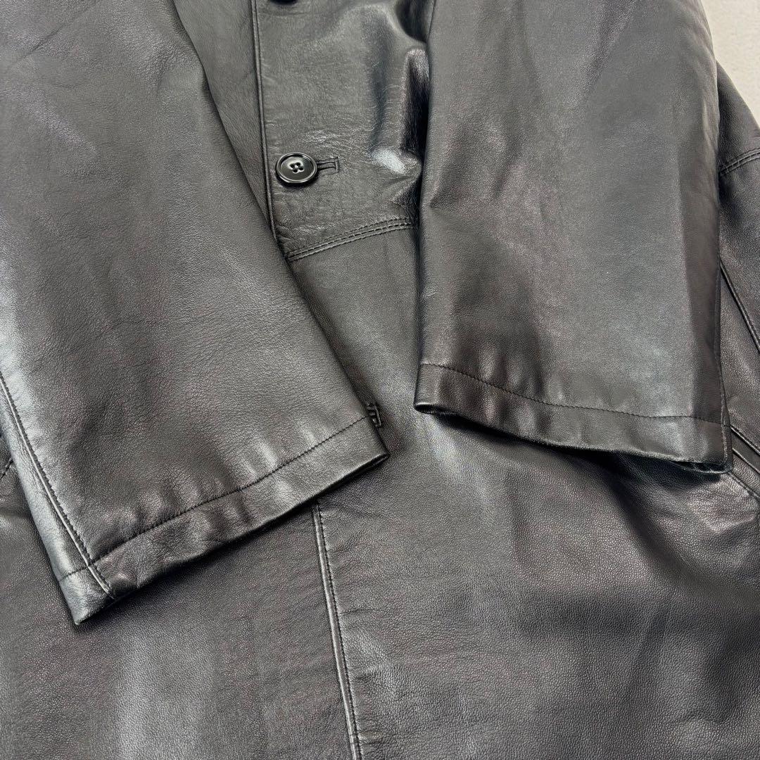 vintage leather car coat M 本革 イタリア製 黒