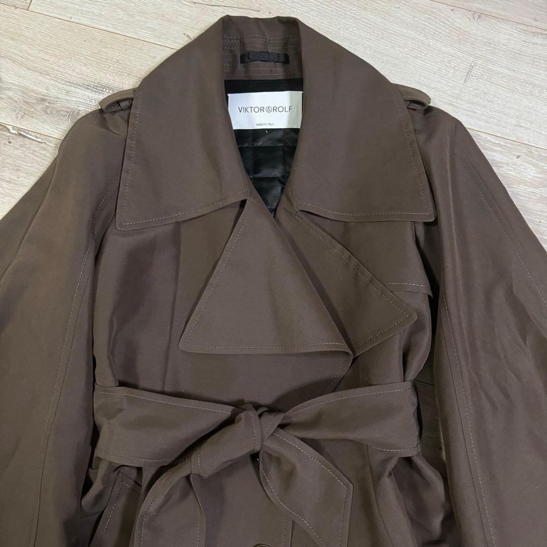 VIKTOR & ROLF ブラウン トレンチコート シルク絹 バルーン フレア
