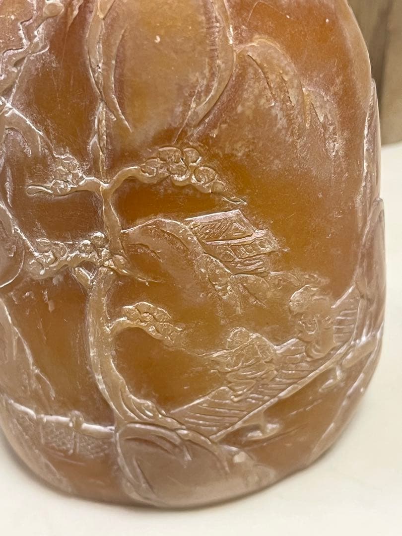 中国古玩 寿山石 寿山連江黄凍石 浮彫印材