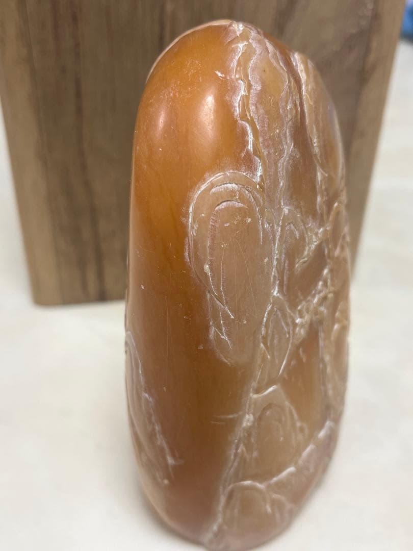 中国古玩 寿山石 寿山連江黄凍石 浮彫印材