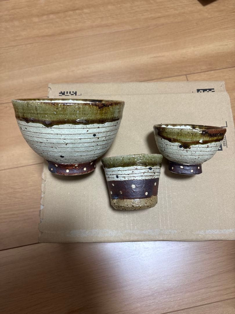 【新品・未使用】笠間焼　阿部誠　陶器飯碗3個セット