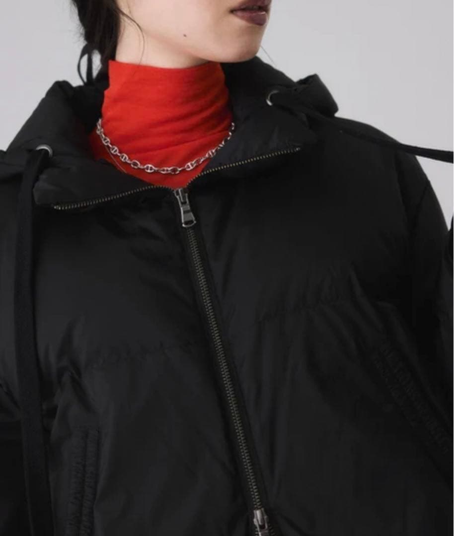 Tさま　アダムエロぺ　2WAYフーディショートダウン　撥水　新品　ブラック