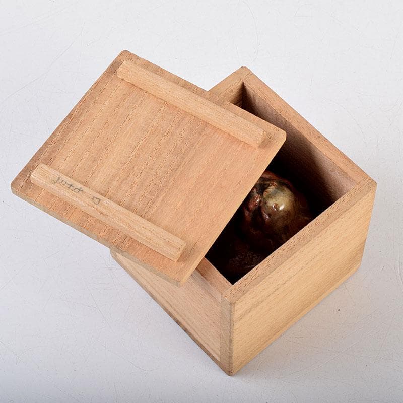 茶道具　尾形乾山作　色絵　獅子香合　時代箱　V　8816