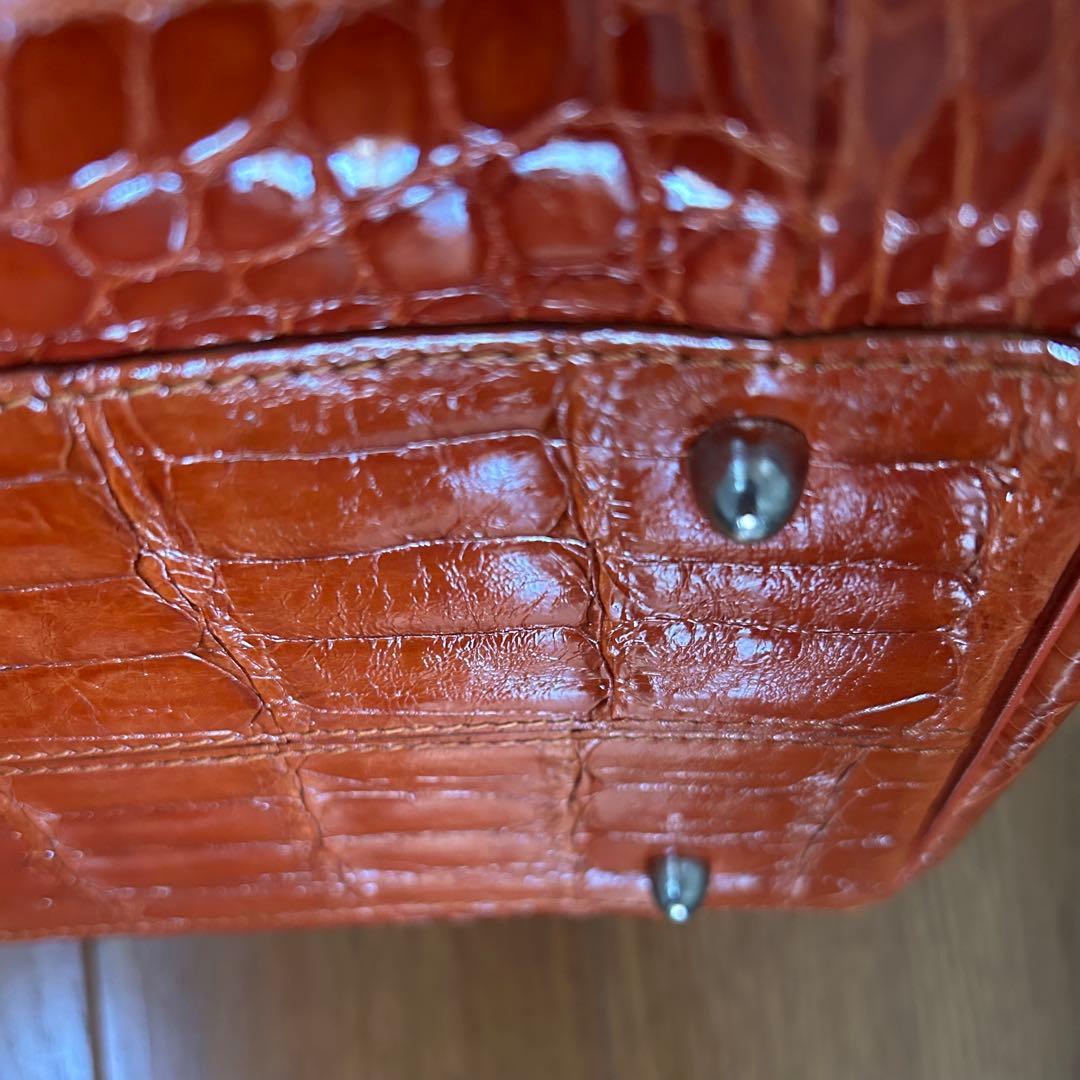 【希少】クロコダイル レザー ボストンバッグ シャイニング 加工　センター取り