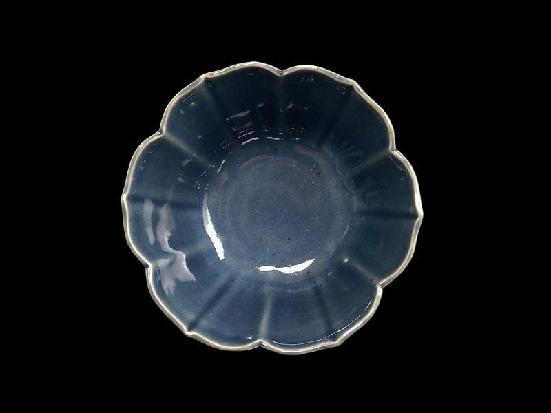 古伊万里　瑠璃　輪花向付　F477AS-DBo