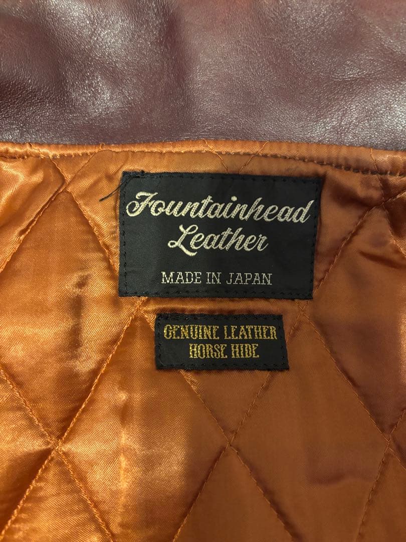 ファウンテンヘッドレザー　デルタ　Dポケダブルレザージャケット　36　茶　難あり